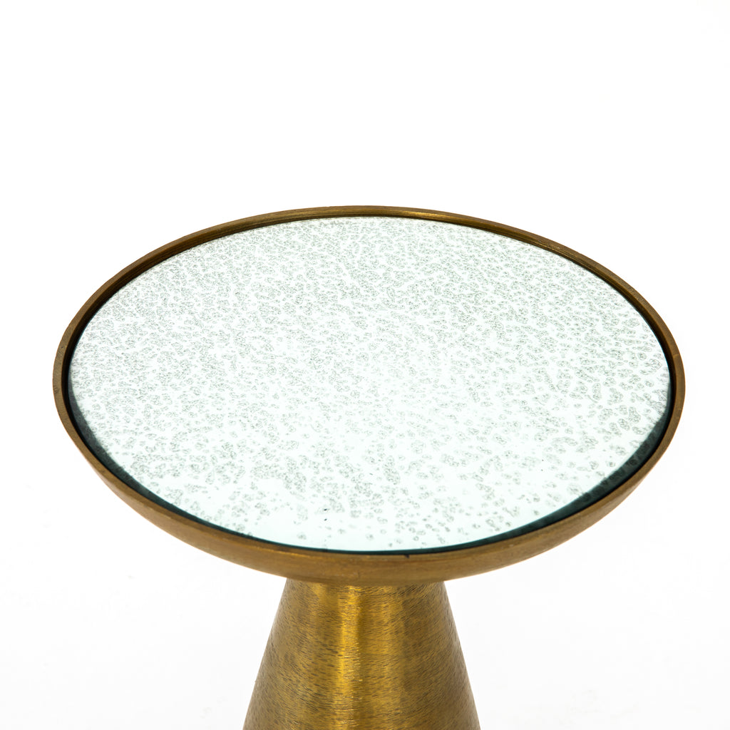Four Hands Marlow Antique Glass Side Table in Bronze
