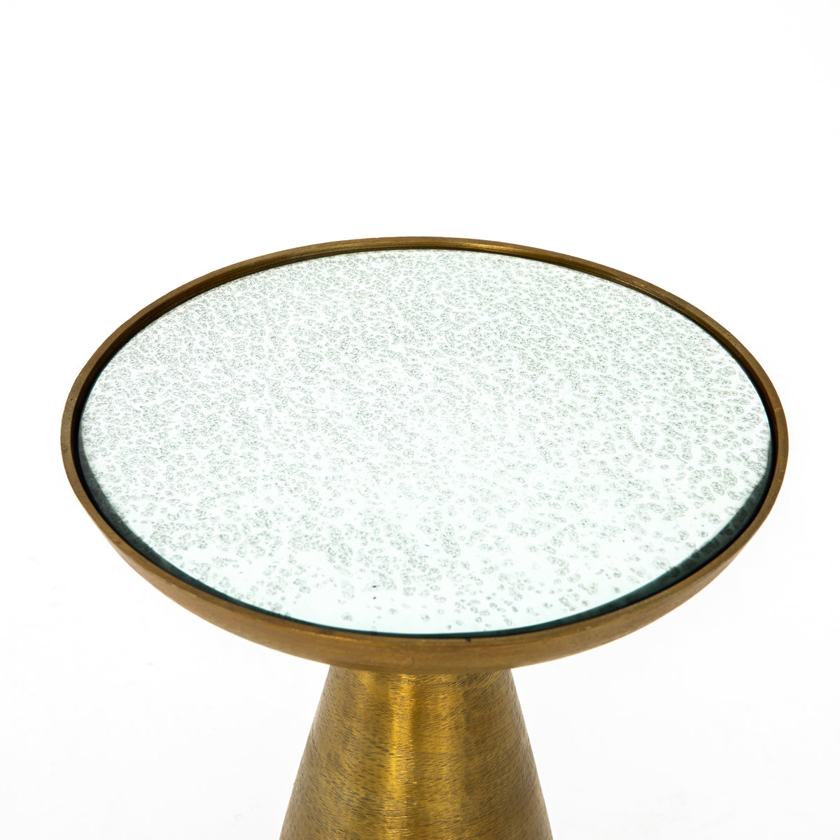 Four Hands Marlow Antique Glass Side Table in Bronze