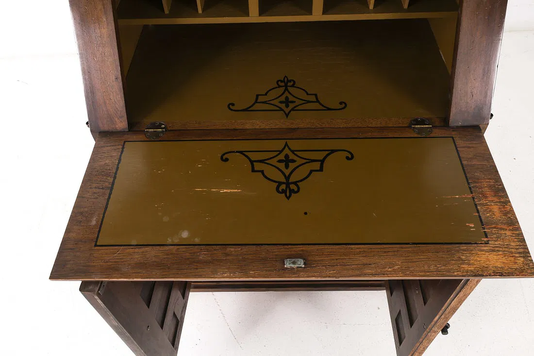 1960s Drexel Spanish Style Oak Secretary Desk