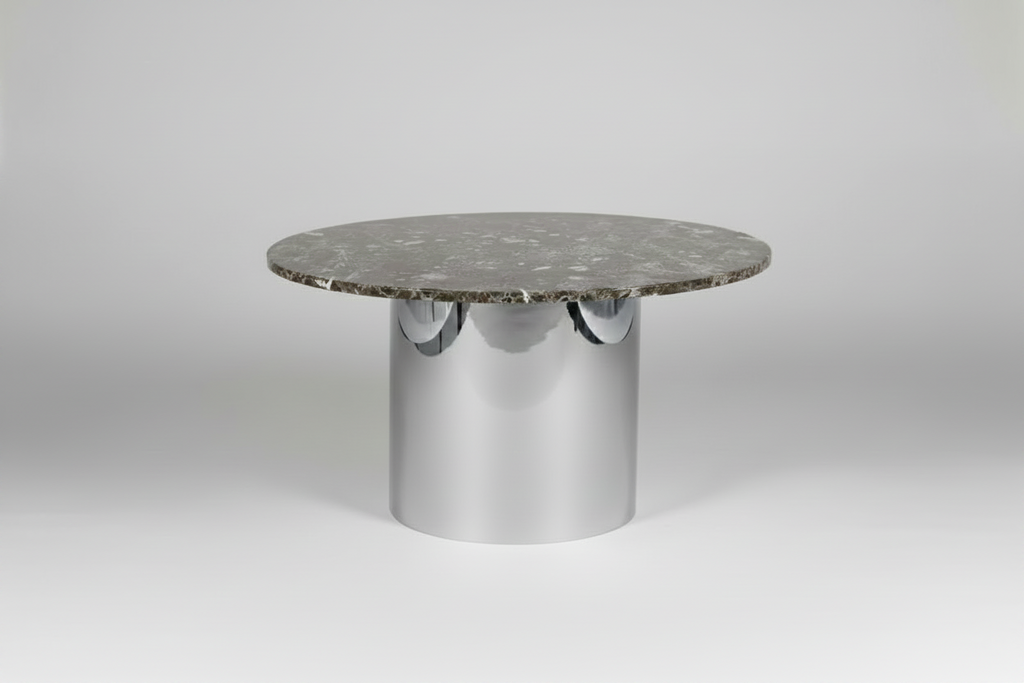 1970s Italian Chrome and Marble Round Dining Table