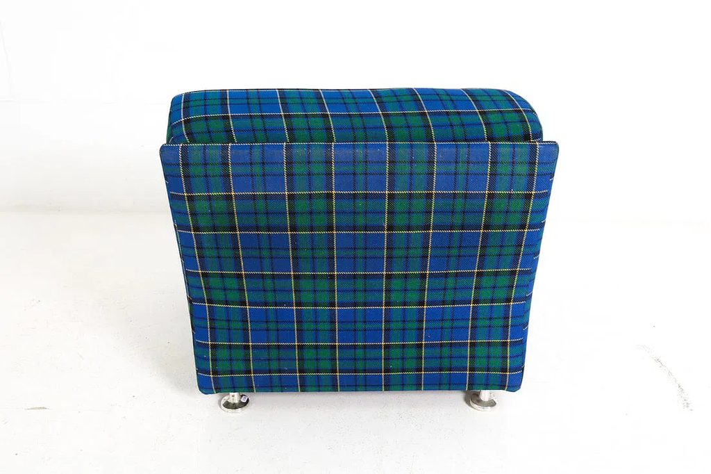 GERMAN PLAID FOLDING DAYBED LOUNGE CHAIR C. 1970S