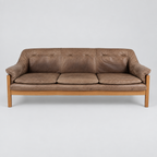 1970s Oak and Leather Sofa by Hain & Thome