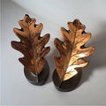 Pair of Cast Copper Oak Leaf Bookends