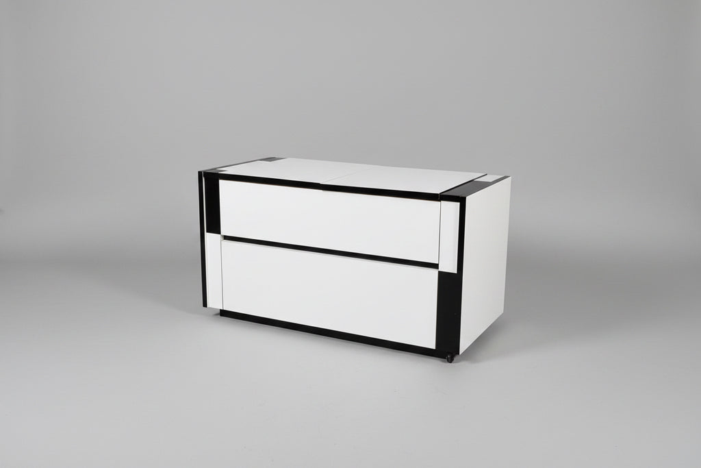 Space Age Rolling Drop-Front Bar Cabinet