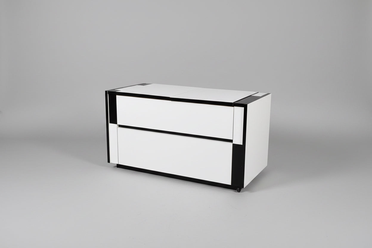 Space Age Rolling Drop-Front Bar Cabinet