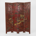 Antique Chinese Lacquered Room Divider
