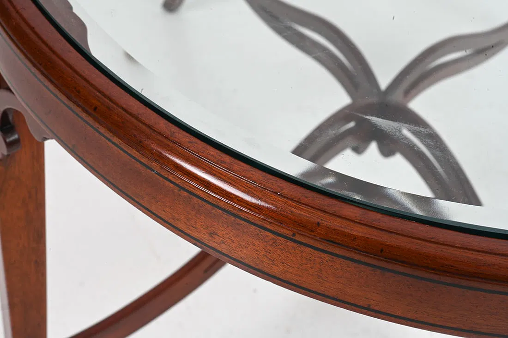 Antique Edwardian Mahogany & Glass Coffee Table