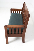 Antique Oak & Mohair Bench by Harden Furniture