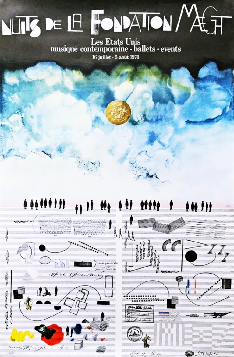 Saul Steinberg Gold Stamped Poster c 1970