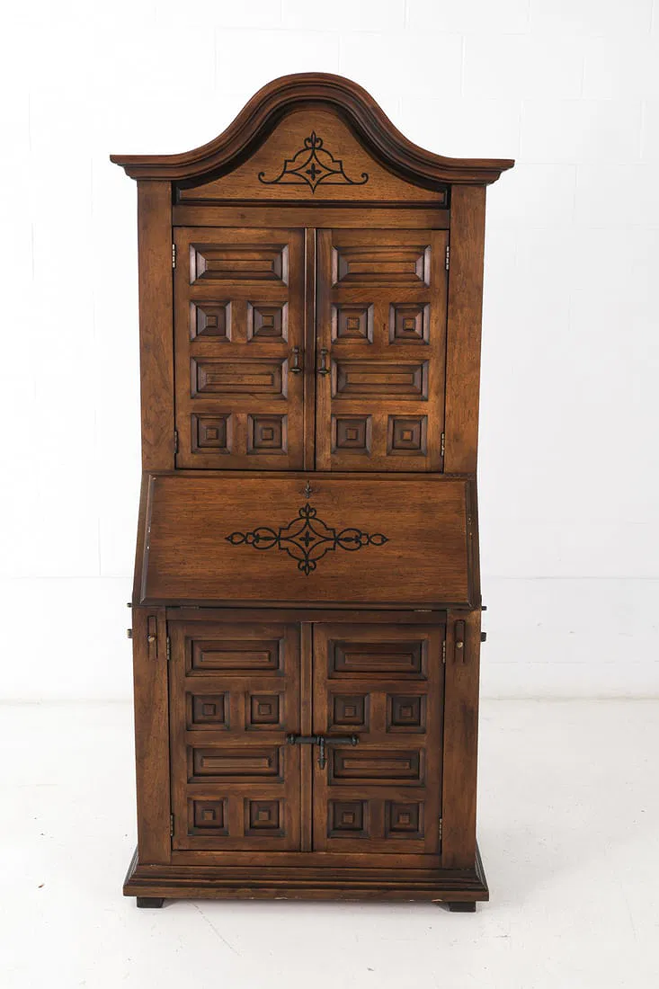 1960s Drexel Spanish Style Oak Secretary Desk