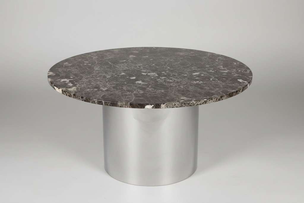 1970s Italian Chrome and Marble Round Dining Table