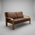1970s Walter Knoll Vegan Leather & Bentwood Sofa