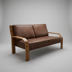 1970s Walter Knoll Vegan Leather & Bentwood Sofa