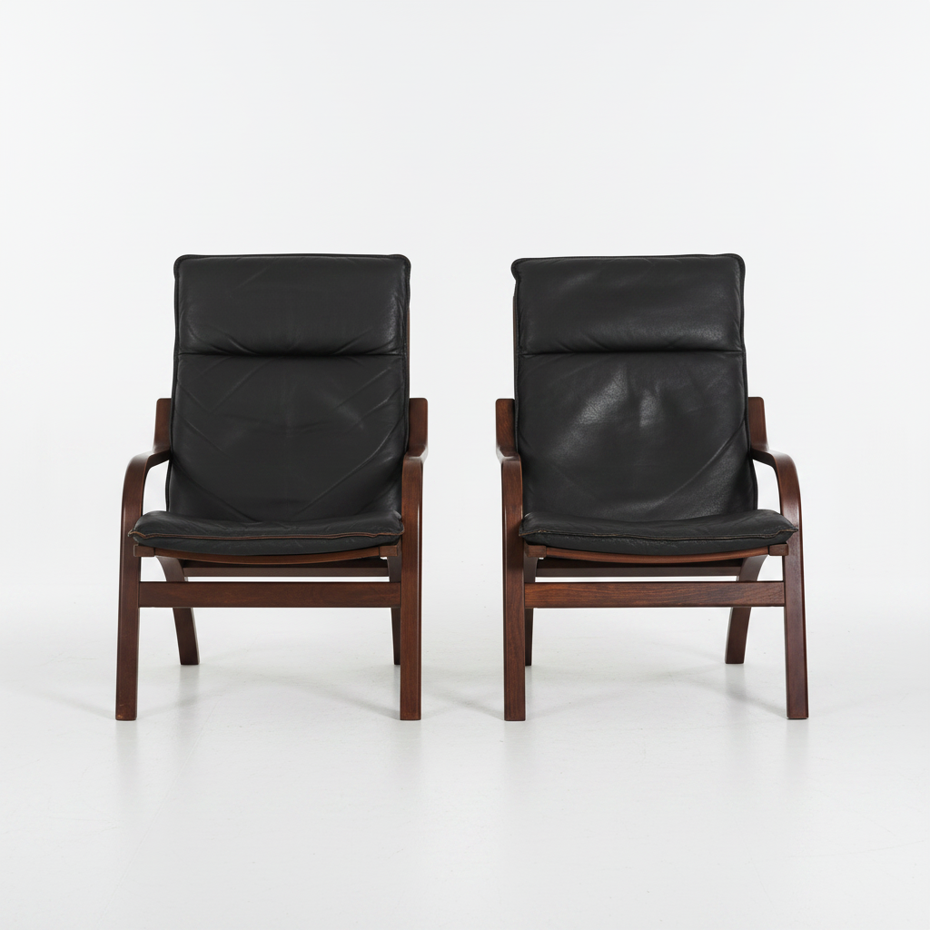 Stouby Danish Leather Bentwood Chair