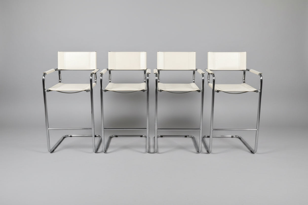 Set of 4 Mart Stam Attributed Cantilever Bar Stools