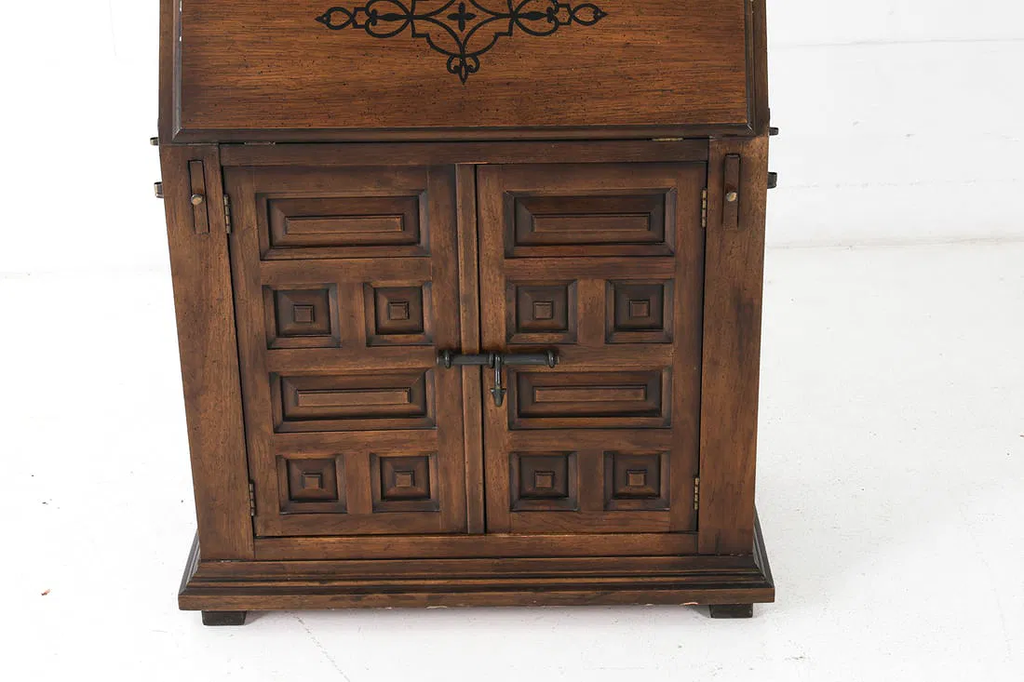 1960s Drexel Spanish Style Oak Secretary Desk