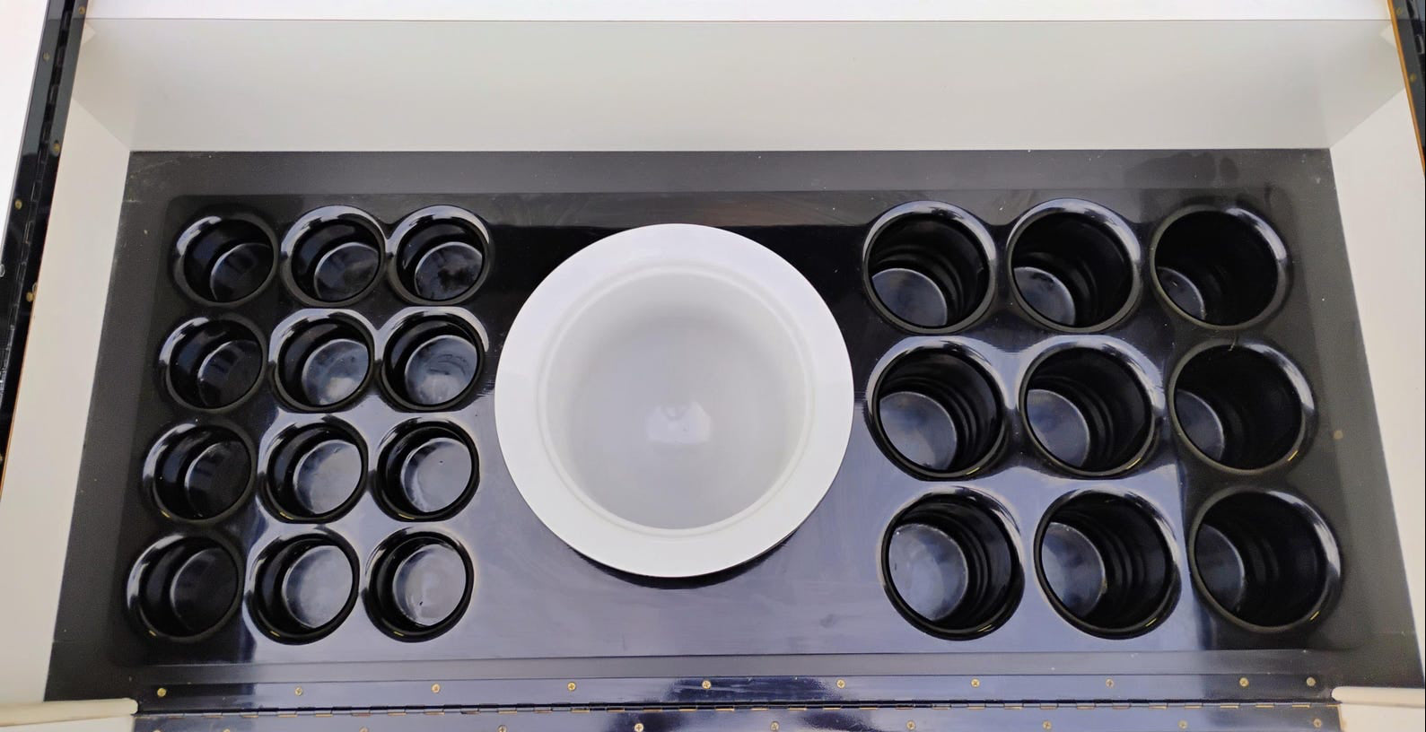 Space Age Rolling Drop-Front Bar Cabinet