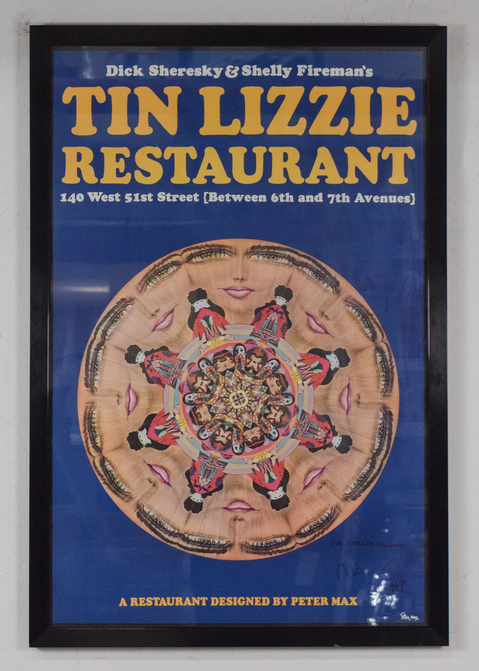 Signed Peter Max Tin Lizzie Restaurant Poster