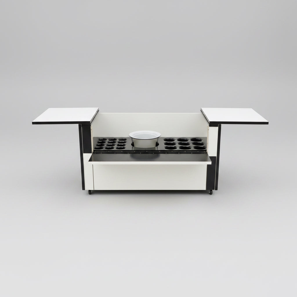 Space Age Rolling Drop-Front Bar Cabinet