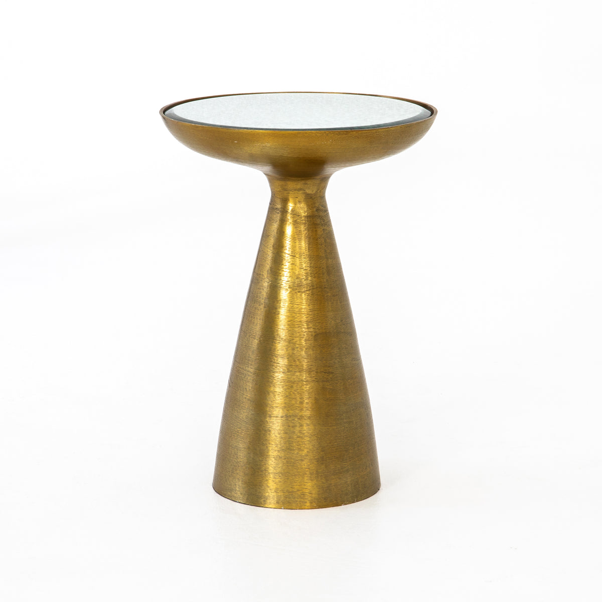 Four Hands Marlow Antique Glass Side Table in Bronze