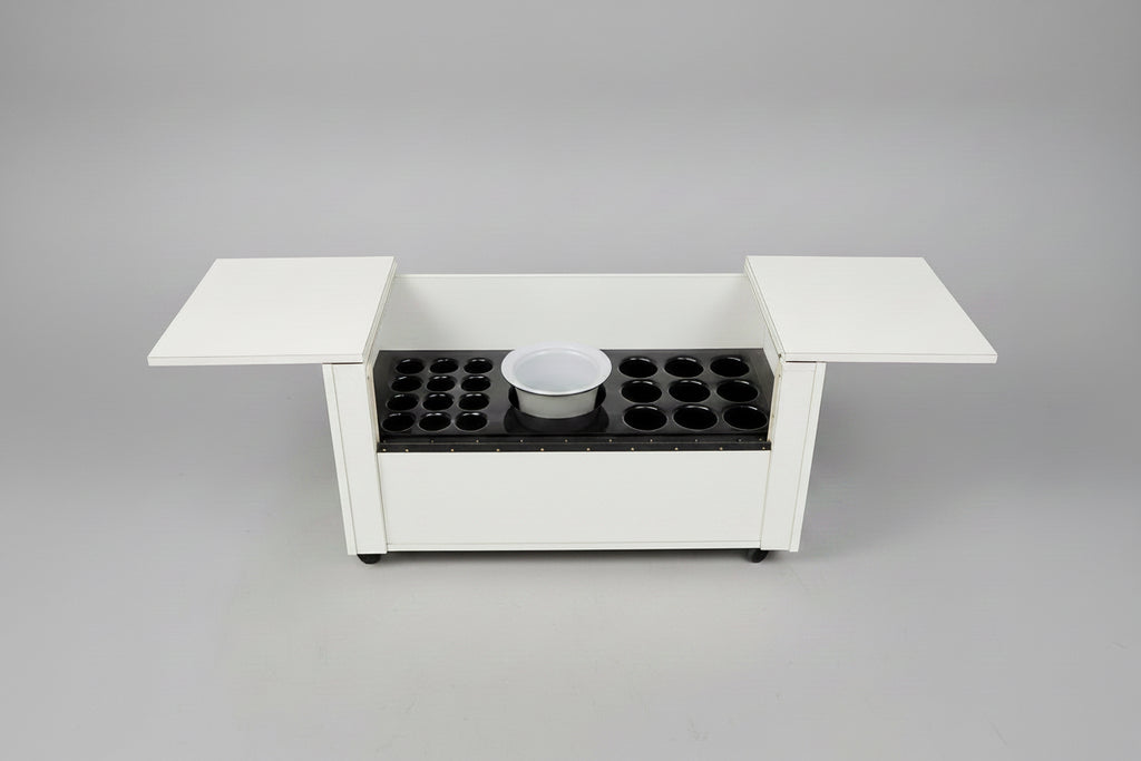 Space Age Rolling Drop-Front Bar Cabinet