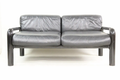 Gae Aulenti for Knoll Black Leather 2-Seater Sofa