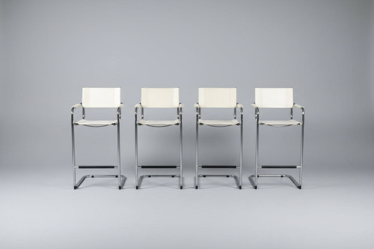 Set of 4 Mart Stam Attributed Cantilever Bar Stools