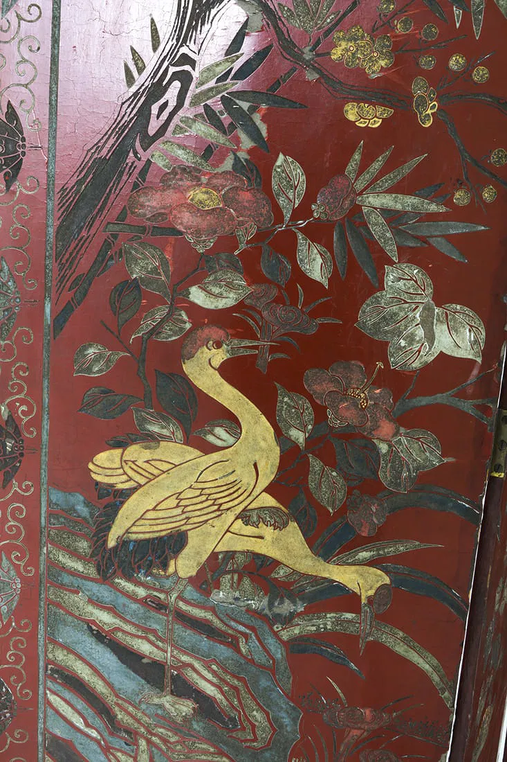Antique Chinese Lacquered Room Divider