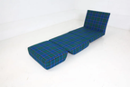 GERMAN PLAID FOLDING DAYBED LOUNGE CHAIR C. 1970S