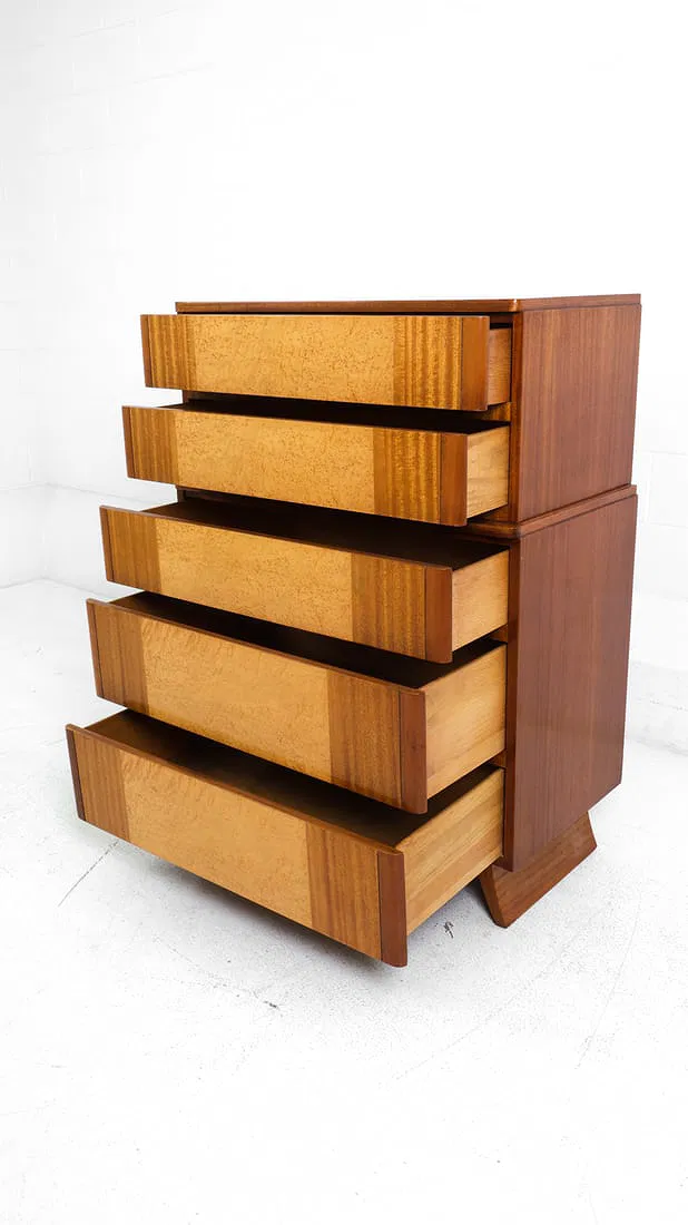R-Way Maple & Mahogany Deco Dresser c. 1940
