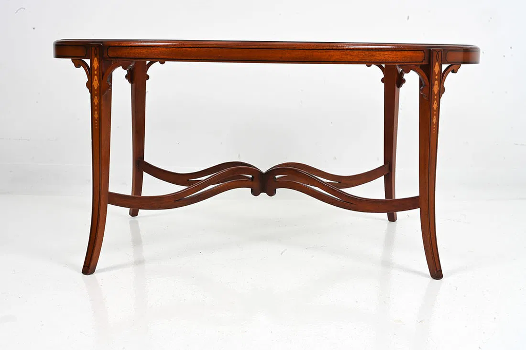 Antique Edwardian Mahogany & Glass Coffee Table