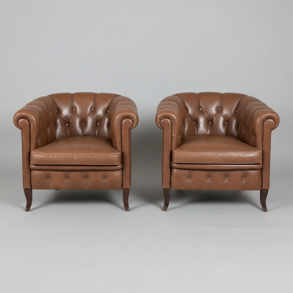 Restoration Hardware Tufted Leather Club Chair