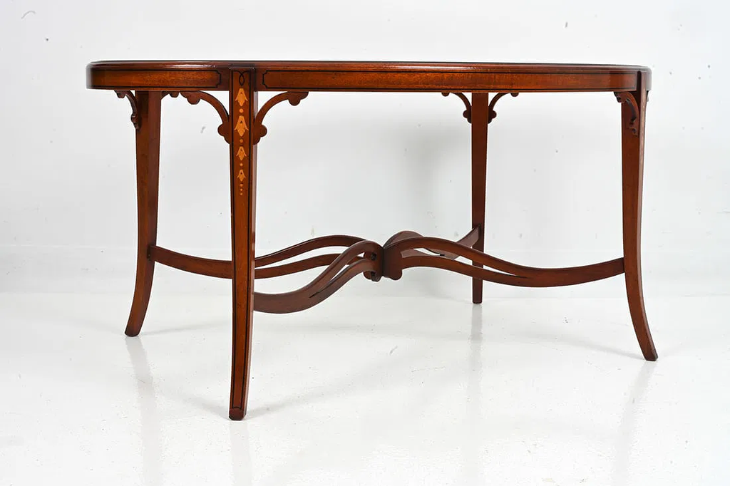 Antique Edwardian Mahogany & Glass Coffee Table