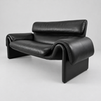 De Sede DS-2011 Black Leather Two-Seater Sofa