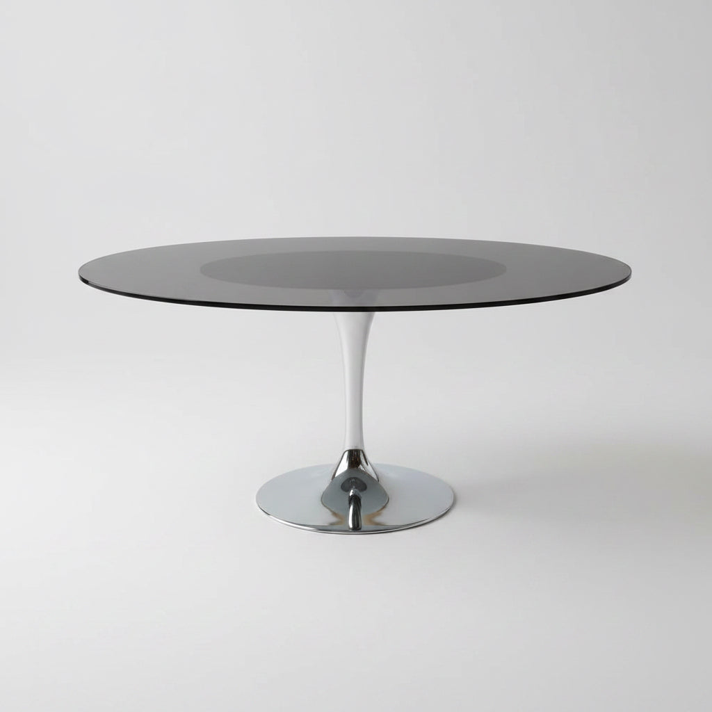 Smoke Glass Tulip Table 60 x 42